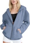 50% OFF Hoodies For Women UK Oversized Sweatshirts Zip Up Casual Loose Long Sleeve Solid Color Crewneck Pullover Comfy Fall Winter Cloth Fashion Ladies Hoodie Outfit