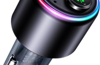 50% off CIRYCASE Bluetooth 5.3 Car Adapter, Type-C PD 30W & QC3.0 18W USB Car Charger, Cigarette Lighter Car Bluetooth FM Transmitter for Music & Hands-Free Call, Joystick Button Design & 7 Colors LED Backlit