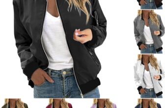 50% OFF Womens Bomber Jacket Lightweight Casual Jackets Zip Up Windbreaker