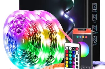 phopollo Led Strip Light, 20m led Light Strips with Remote & App, Music Sync Mode with Mic, Smart Flexible 12v Led Lights for Bedroom Ceiling, Party, Stairs (10Mx2) [Energy