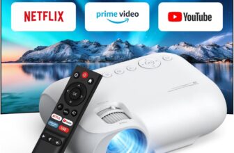 Projector 4K Netflix Official &1000+ APP, YOTON Y9 Portable WiFi Bluetooth 23000 Lumens, Support Smart Phone with 50% Zoom