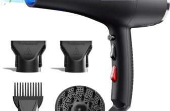 HappyGoo Hair Dryer Professional Ionic Hairdryer Fast Drying Salon with 2 Speed 3 Heat Setting, Cool Button, with Diffuser, Nozzle, Concentrator Comb for Women Man (Starry Black)