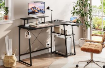 50% OFF L Shaped Computer Desk with 2-Tier Storage Shelves