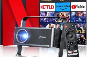 50% OFF [Officially Licensed Apps & 1080P FHD] Polocsh Mini Projector Support 4k with WiFi 6 and Bluetooth Smart Projectors 600 ANSI Auto Keystone Home Cinema Outdoor Portable Projector