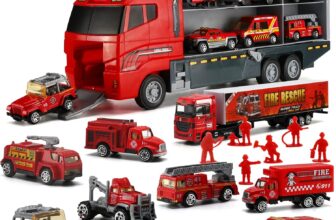 50% OFF Fire Truck(19 in 1), Mini Die-cast Toy Car Play Firetruck Vehicles in Carrier Truck with Firefighter Toy Set