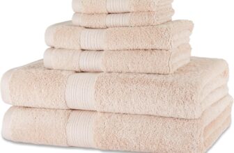 43% OFF Amazon Basics Fade-Resistant 2 Bath(76 x 137 cm), 2 Hand and 2 Washcloths Set, Cotton Set of 6, Blush Pink