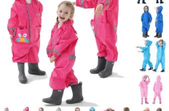 Raincoat for Kids Waterproof Suit Coat Boys Girls with Hooded and Storage Bag