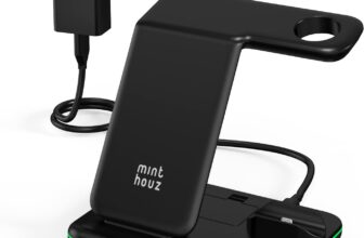 Phone Wireless Charger, 18W Fast Charging Station for iWatch (Watch Charger is NOT included), AirPods, Wireless Charger Stand Compatible with iPhone 15/14/13/12/11 Series (with QC3.0 Adapter)