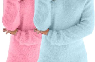 2 Pieces Crochet Jumper Chunky Jumpers for Women Fleece Lined Sweatshirts