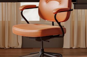 65% OFF SIHOO L3D Mid Century Modern Office Chair Faux Leather Ergonomic Desk Chair Computer Chair with Wide Seat Cushion Padded Armrest for Home Vanity Study(Brown) L Size