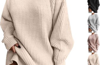 Jumper Dress for Women UK Oversized Turtleneck Sweater Ribbed Chunky Knit Jumper Dress Ladies Bodycon Knitwear Mini Casual Dresses Long Sleeve Sweatshirt Autumn Winter Plain Elegant Tunic Tops