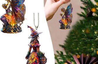Halloween Decorations,2D Fairy Witch Christmas Tree Ornaments Acrylic Colorful Hanging Pendant