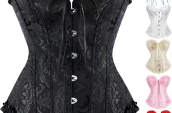 Nuoke Women’s Corset Top Lace Up Satin Boned Overbust Bustier Top Vintage Bridal Lingerie Bodyshaper Halloween Gothic Underbust Sexy Bodysuit