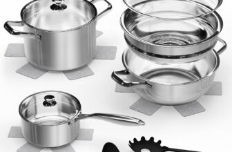 12-Piece Stainless Steel Pots and Pans Set  Only £27.33