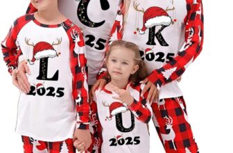 Christmas Pyjamas Set 2025 Mens Womens Kids Letter Printed Xmas Matching Family Loungewear Sets