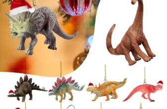 Christmas Dinosaur Ornaments, 2D Acrylic Christmas Decoration Hanging Pendants, Funny Dinosaur Hanging