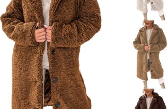 Winter Jackets For Women Uk Thick Warm Teddy Fleece Jacket Women Fashion Turndown Collar Fuzzy Fleece Coat Long Sleeve Button Down Long Winter Coat Soft Comfortable Ladies Chunky Cardigans