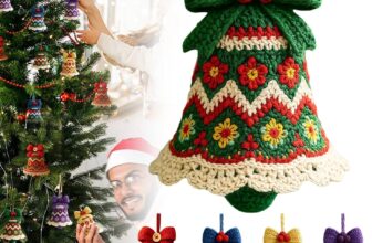 50% OFF Christmas Tree Decorations – Crochet Christmas Bell Ornament, 2D Acrylic Mini Bell Xmas Tree Hanging Ornament，Knitted Xmas Bells Decoration for Wall Window Holiday Home Decor Gifts
