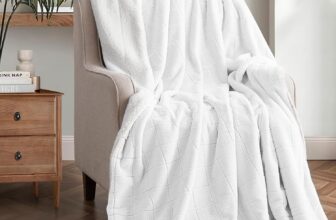 50% OFF Coastline Grid Rabbit Faux Fur Plush Throw Blanket Sherpa Reverse Cream 127x152cm