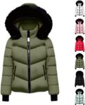 Winter Coats For Women Uk Winter Warm Quilted Jacket Womens With Hood Casual Long Sleeve Parka Coat Waterproof Detachable Hood Lightweight Down Jackets Full Zip Puffer Coats With Pockets