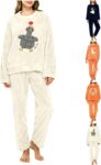 leece Pyjamas Set Women Winter Warm Pjs Set Nightwear Long Sleeve Pajamas Tops And Pants Two Piece Lounge Sets For Women