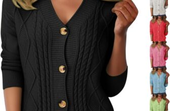 Bauenieroy Cardigans For Women UK Casual V Neck Sweaters Spring Autumn Winter Long Sleeve Knitted Solid Color