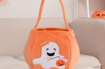 Halloween Trick or Treat Bags, Pumpkin Elf Buckets Gift Bags with Handles Halloween Goodie Bags Party Supplies for Trick or Treat
