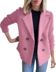 Winter Coats for Women UK Pea Coat Women Lapel Button Knitted Patchwork