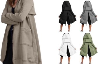 Womens Coats Zip Up Hoodie Oversized Hooded Jacket with Back Zip Slit Overcoat