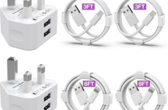 iPhone Charger [MFi Certified] 2Pack Dual USB Wall Plug Adapter UK 2.4A Mains Charger with 4Pack