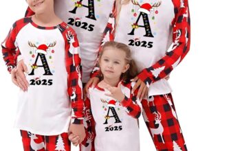 50% OFF Christmas Pyjamas,Winter Christmas Matching Family Pyjamas Letter Print dad mom Kids Baby Long Sleeve Tops Long Pants Comfortable Sleepwear Xmas Women Men Couple pjs,