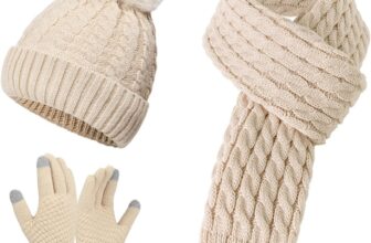 Knitted Hat Scarf and Gloves Set Ladies 3 PCS