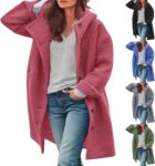 peiaclkde Trench Coats For Women Long Winter Jackets For Women Uk Casual Wool Pea Coat Windproof Hooded Coat Windbreaker Longline Overcoat Plus Size Cardigans Ladies Long Sleeve Tops With Pockets