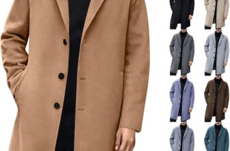 Wool Coats for Men,Long Trench Coat Mens Solid Turndown Collar