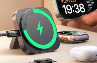 LISEN Magsafe Wireless Charger Stand for iPhone 17 Pro Max Apple Watch Magnetic Mag Safecharger Pad Travel 3 in 1 Charging Station
