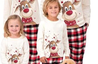 2025 Matching Christmas Pajamas Set Family Pyjamas with Cute Reindeer Elk Plaid Print Nightwear