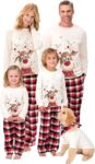 2025 Matching Christmas Pajamas Set Family Pyjamas with Cute Reindeer Elk Plaid Print Nightwear