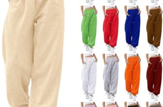 Petite Joggers for Women Short Leg Elasticated Waist Baggy Sweatpants for Women UK Solid Color Loose Fit Ladies Tracksuit Bottoms Winter Warm Lounge Pants with Pockets Fleece Lined Wide-Leg Pants