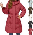 Winter Jackets For Women Uk Padded Thick Long Puffer Coats For Women Hooded Plus Size Long Sleeve Lightweight Down Jacket With Pockets Solid Color Slim Fit Parka Coat Waterproof Hiking Outerwear