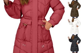 Winter Jackets For Women Uk Padded Thick Long Puffer Coats For Women Hooded Plus Size Long Sleeve Lightweight Down Jacket With Pockets Solid Color Slim Fit Parka Coat Waterproof Hiking Outerwear