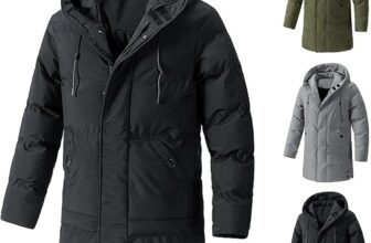 Long Padded Coats for Men UK Classic Hoody Quilted Jackets Plain Thermal Puffer Coats with Pockets Full Zipper Outdoor Down Coat Solid Windproof Parka Jacket Long Sleeve Warm Winter Hoodies