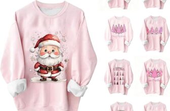 Christmas Sweatshirt For Women Uk Funny Fashion Print Womens Pullover Jumper Fleece Lined Loose Crew Neck Tops Winter Warm Xmas Tops Soft Comfortable Crop Sweatshirts Casual Long Sleeves Cute Sweaters