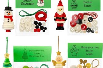 5Pcs DIY Button Christmas Ornament Kit – Christmas Button Ornament Craft Kit