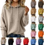 50% OFF Hoodies for Women UK Winter Lightweight Sweater Jumpers Soft Comfortable Long Sleeves Plain Pullover Solid Color Casual Neck Tops Clothing Fashion Slim Fit Fall Outfits