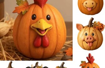 Autumn Decor-Farm Animal Pumpkin Figurines
