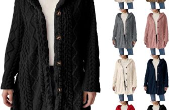 Jumpers For Women Uk Ladies Long Sleeve Button Front Fluffy Coats Winter Warm-Plush Thick Hooded Cardigan Casual Loose Fit Plus Size Fuzzy Hoody Jacket Womens Single Breasted Button Long Coats