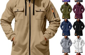 Long Hoodies for Men UK, Mens Full Zipper Cargo Hooded Sweatshirts Long Sleeve Tactical Pullover Tops with Multi Pockets & Drawstring Casual Comfortable Jackets Winter Fitness Work Hoody Sweatshirt