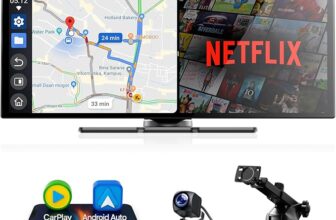 Netflix Carplay Screen with YouTube/Tik Tok 10.25 Inch Carplay Android Car Video Player with 1080P Reversing Camera 1920 x 720P Touch Screen 2.4G/5G WLAN Bluetooth for iOS 7+ Android 11+
