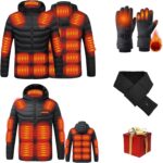 Heated Jacket Women Men,Winter Warm Padded Coat Full Zip USB Charging Electric