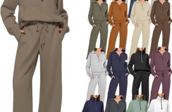 Tracksuit Womens Full Set Women Activewear Fashion 2 Piece Outfits Quarter Zip Sweatshirt